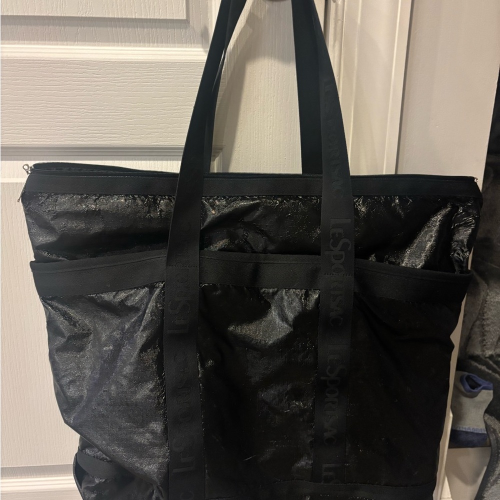 LeSportsac Shiny Black Duffel Bag